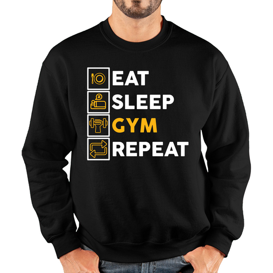 Eat Sleep Gym Repeat Funny Workout Sweatshirt