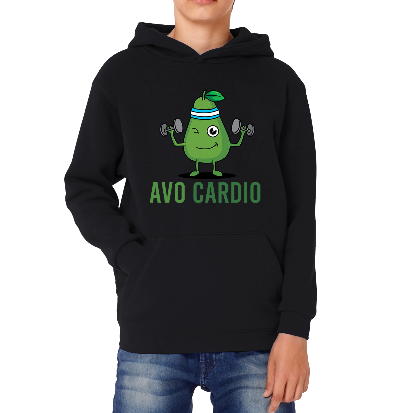Avo Cardio Funny Avocado Fitness Kids Hoodie