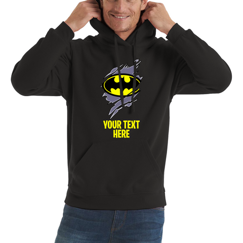 Personalised Your Text Batman Logo Hoodie DC Comics Superhero Birthday Gifts Unisex Hoodie