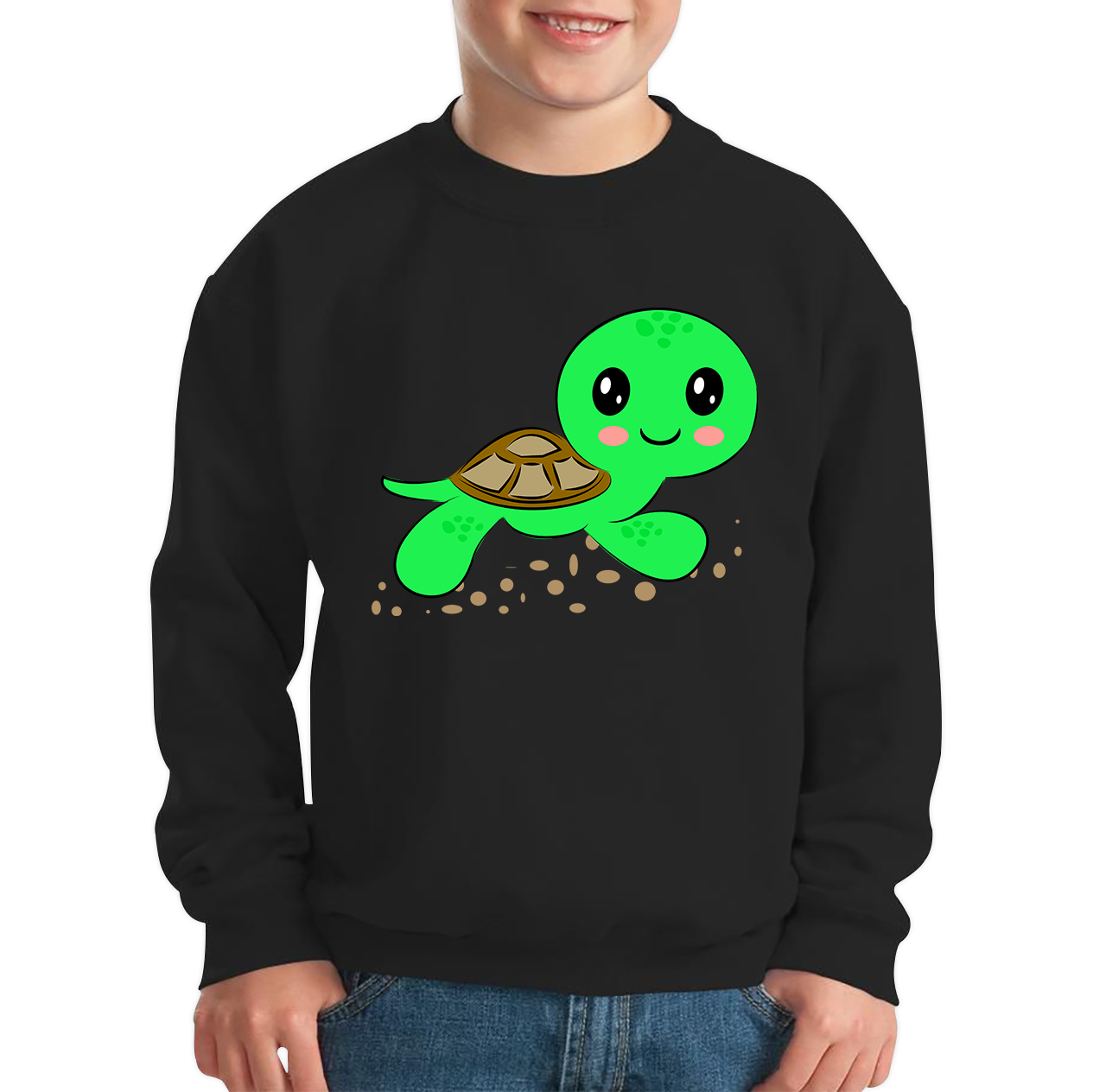 Swimming Cartoon Turtle, Funny Cute Little Sea Turtle Kids Jumper