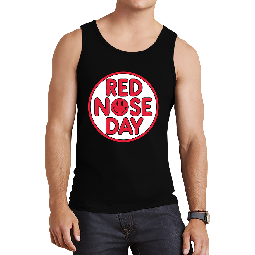 Smiley Face Red Nose Day Tank Top. 50% Goes To Charity