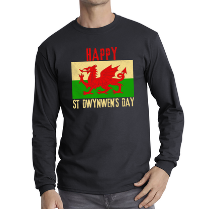 Happy St Dwynwen's Day Dydd Santes Dwynwen Saint Dwynwen Day Saint Of Lovers Long Sleeve T Shirt