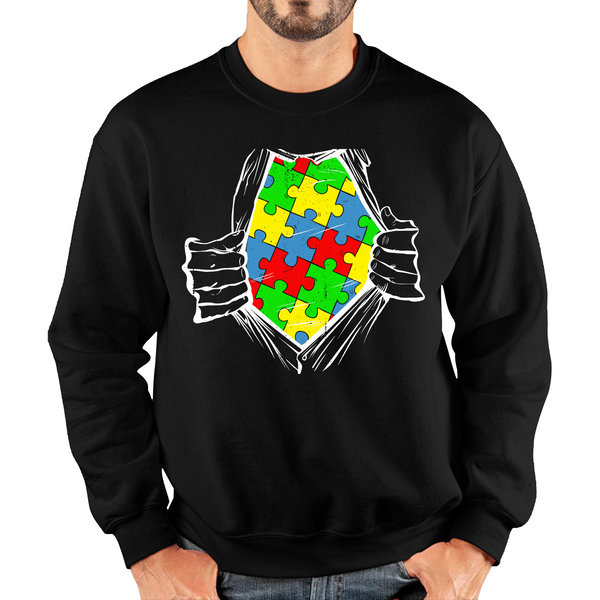 Autism Superhero Special Education Teacher Digital Art Adult Sweatshirt