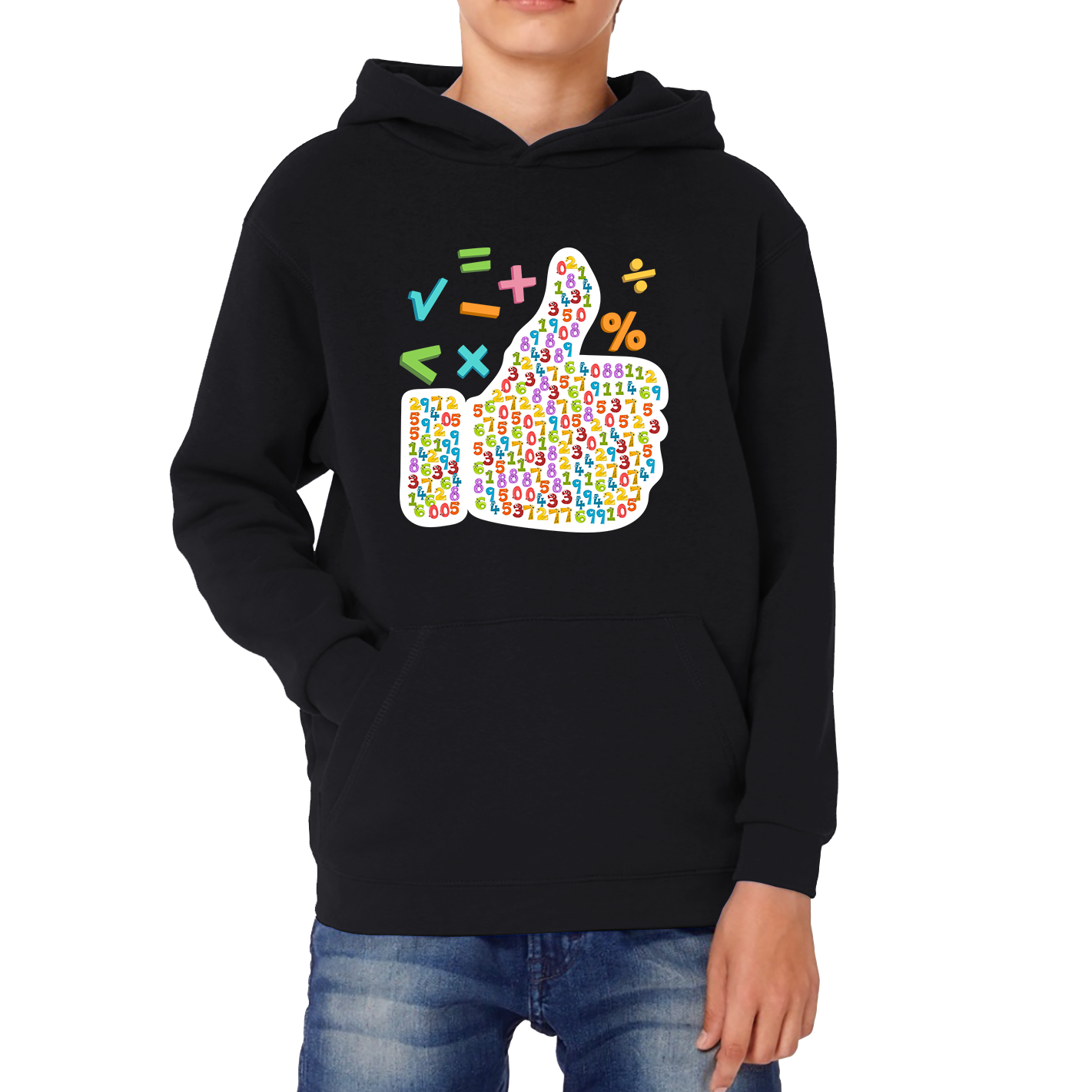 World Numbers Day Maths Day Funny Thumbs Up Colour Numbered Charity Day Kids Hoodie
