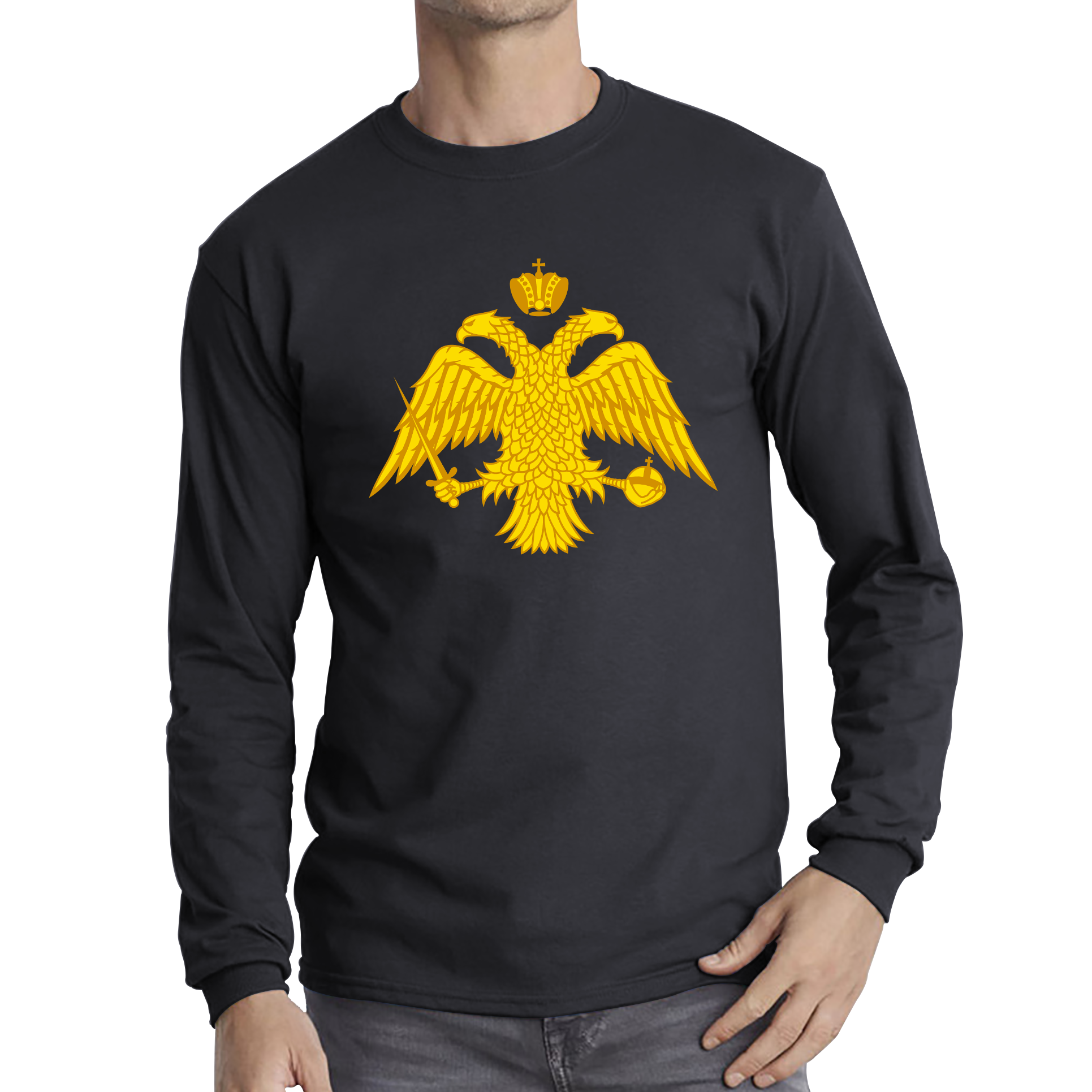 Byzantine Empire Byzantium Double Headed Eagle Symbol - Double Headed Eagle Orthodox Adult Long Sleeve T Shirt
