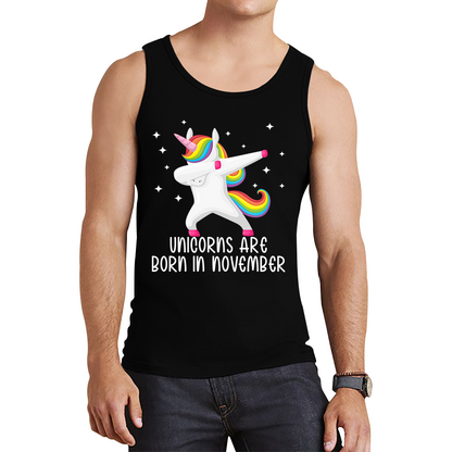 Unicorns Are Born In November Dabbing Unicorn Funny Birthday Month Novelty Slogan Tank Top