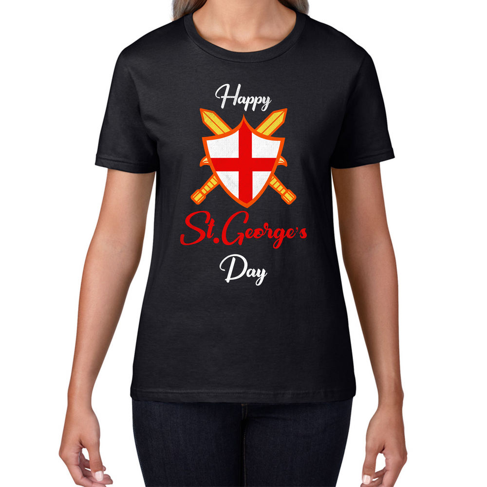 Happy St. George's Knight Sheild And Sword Saint George's Day Ladies T Shirt