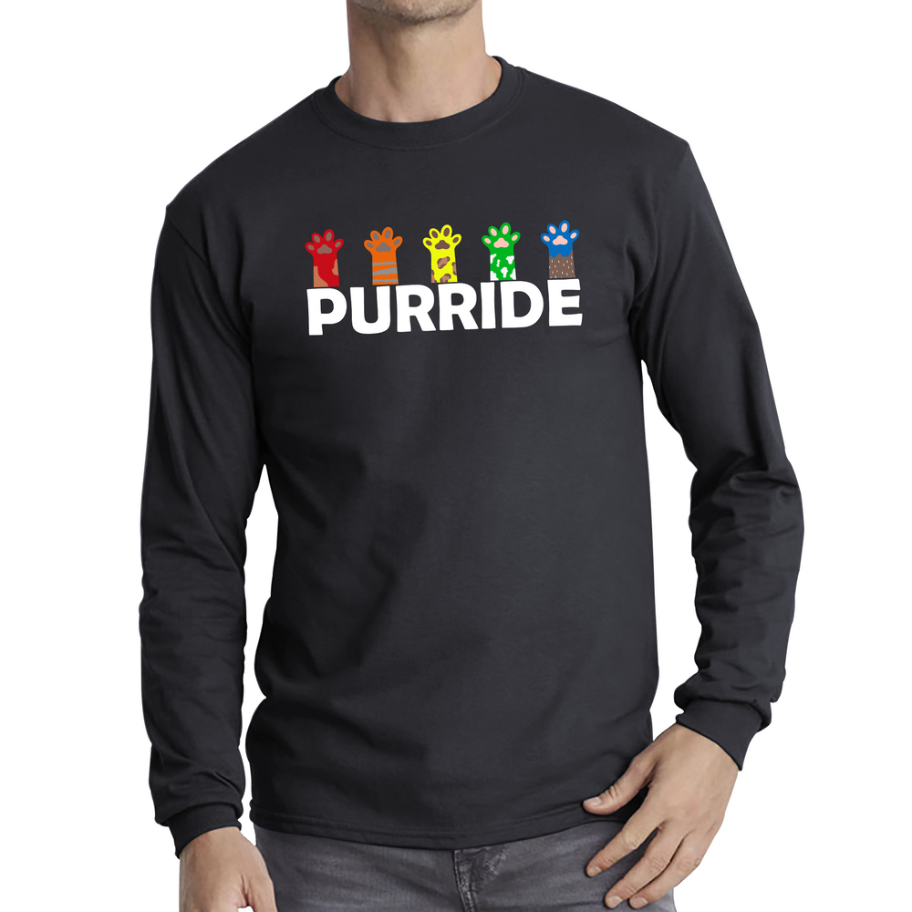 Purride Funny Cat Lovers LGBT Shirt Pride Awareness Gay Lesbians Pet Animal Long Sleeve T Shirt