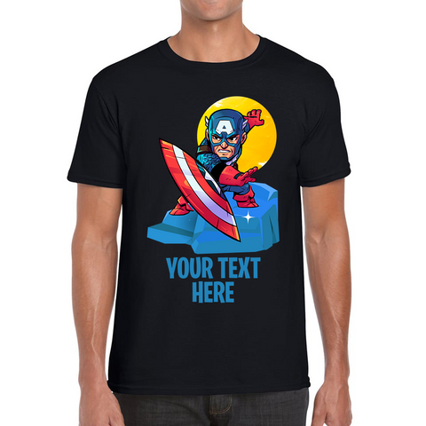 Personalised Your Text Captain America T-Shirt Marvel Avenger Superhero Birthday Gift Mens Tee Top
