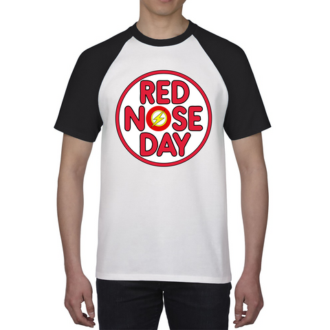 Flash Wally West Red Nose Day Baseball T Shirt. 50% Goes To Charity