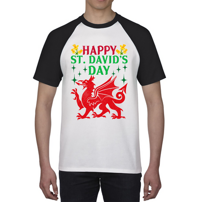 Happy St. David's Day Dragon Welsh Dragon Saint Welsh Language Wales Party Baseball T Shirt