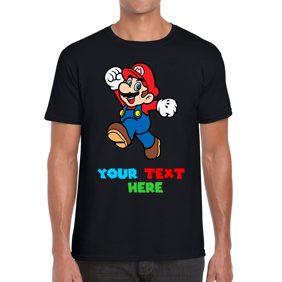 Personalised Your Name Super Mario T-Shirt Funny Game Lovers Players Video Game Mens Tee Top