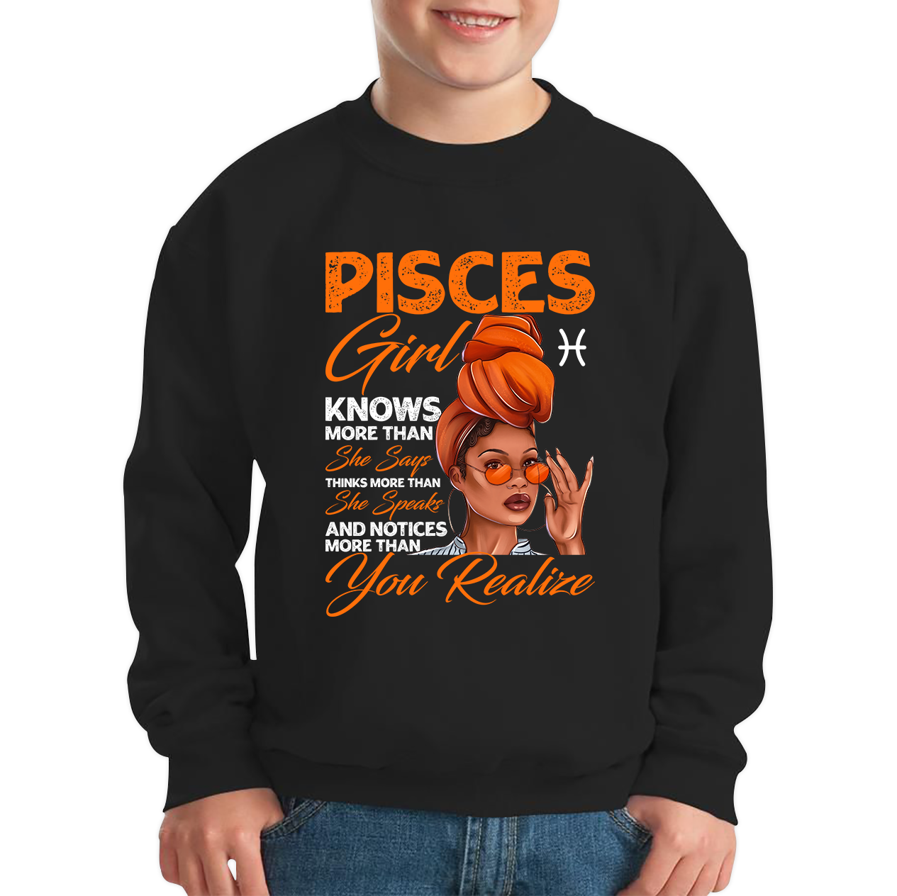 Pisces Girl Knows More Than Think More Than Horoscope Zodiac Astrological Sign Birthday Kids Jumper