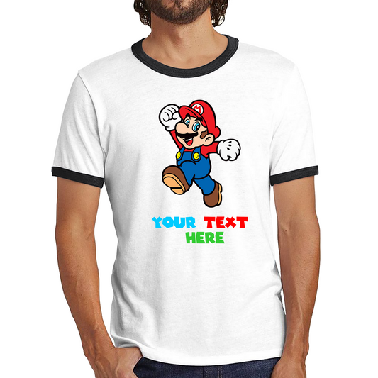 Personalised Your Name Super Mario Shirt Funny Game Lovers Players Video Game Ringer T Shirt