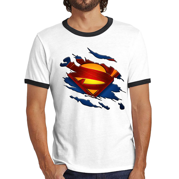 Superman Shirt Fictional Character Superhero Universe Series DC Comics Ringer T Shirt