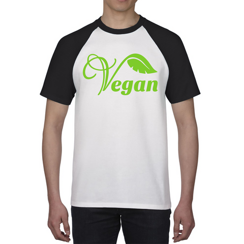 Vegan Logo Green V Leaf Vegetarian Foodie Peoples Vegan Symbol Baseball T Shirt