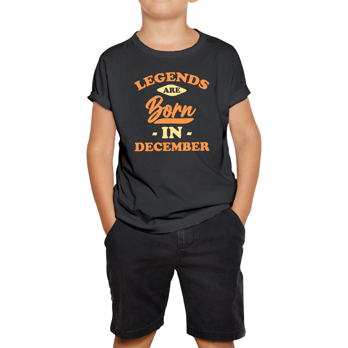 Legends Are Born In December Funny December Birthday Month Novelty Slogan Kids Tee