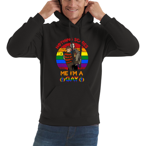 Nothing Scares Me I'm A Gay Pride LGBT Jason Voorhees Freddy Krueger Love Pride Adult Hoodie