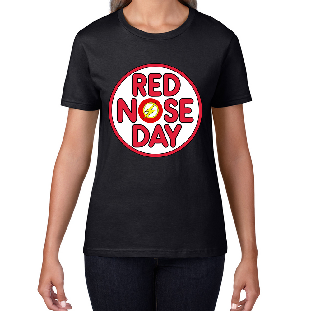 Flash Wally West Red Nose Day Ladies T Shirt. 50% Goes To Charity
