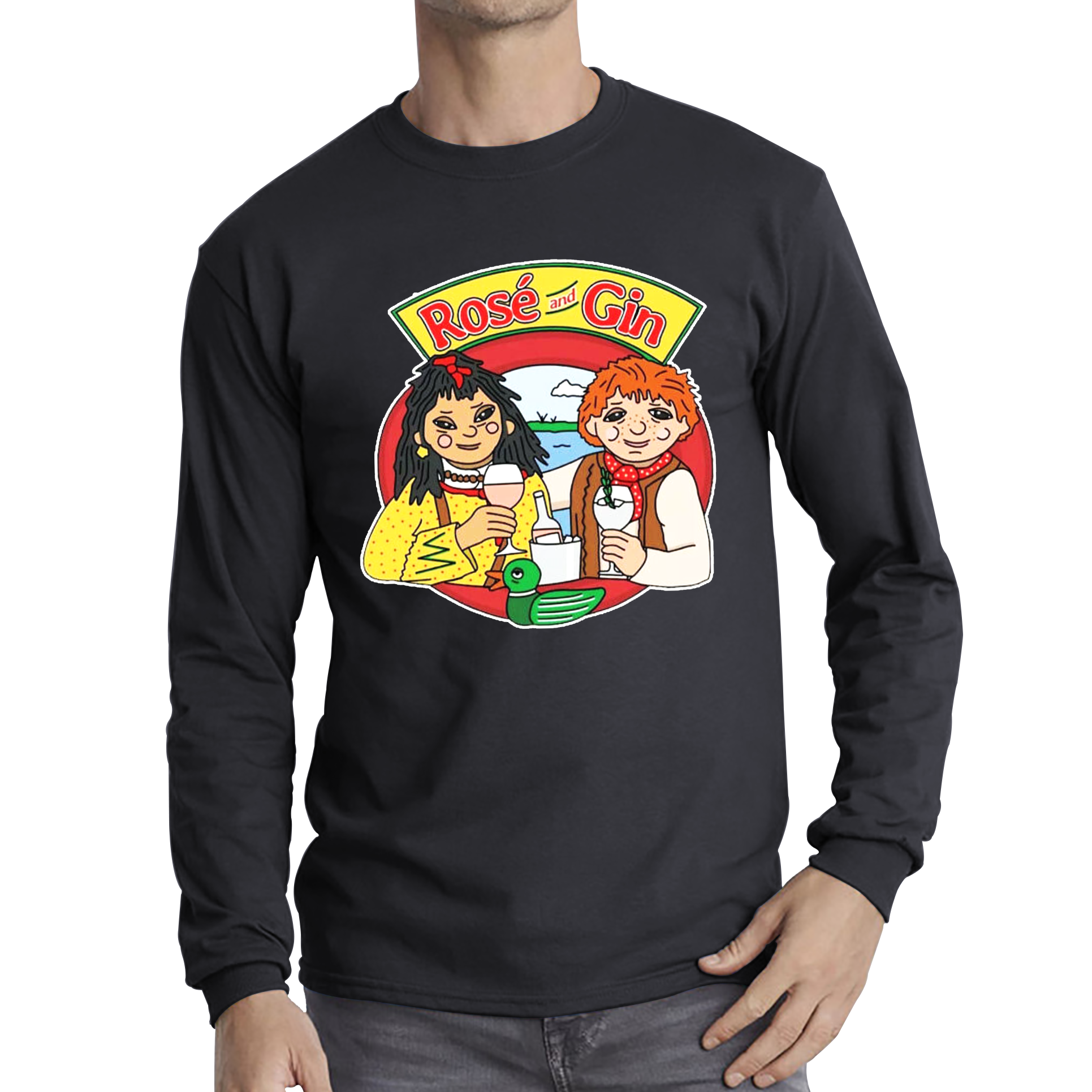 Rosé and Gin Funny 90's TV Show Rosie and Jim Boat Wine T Shirt