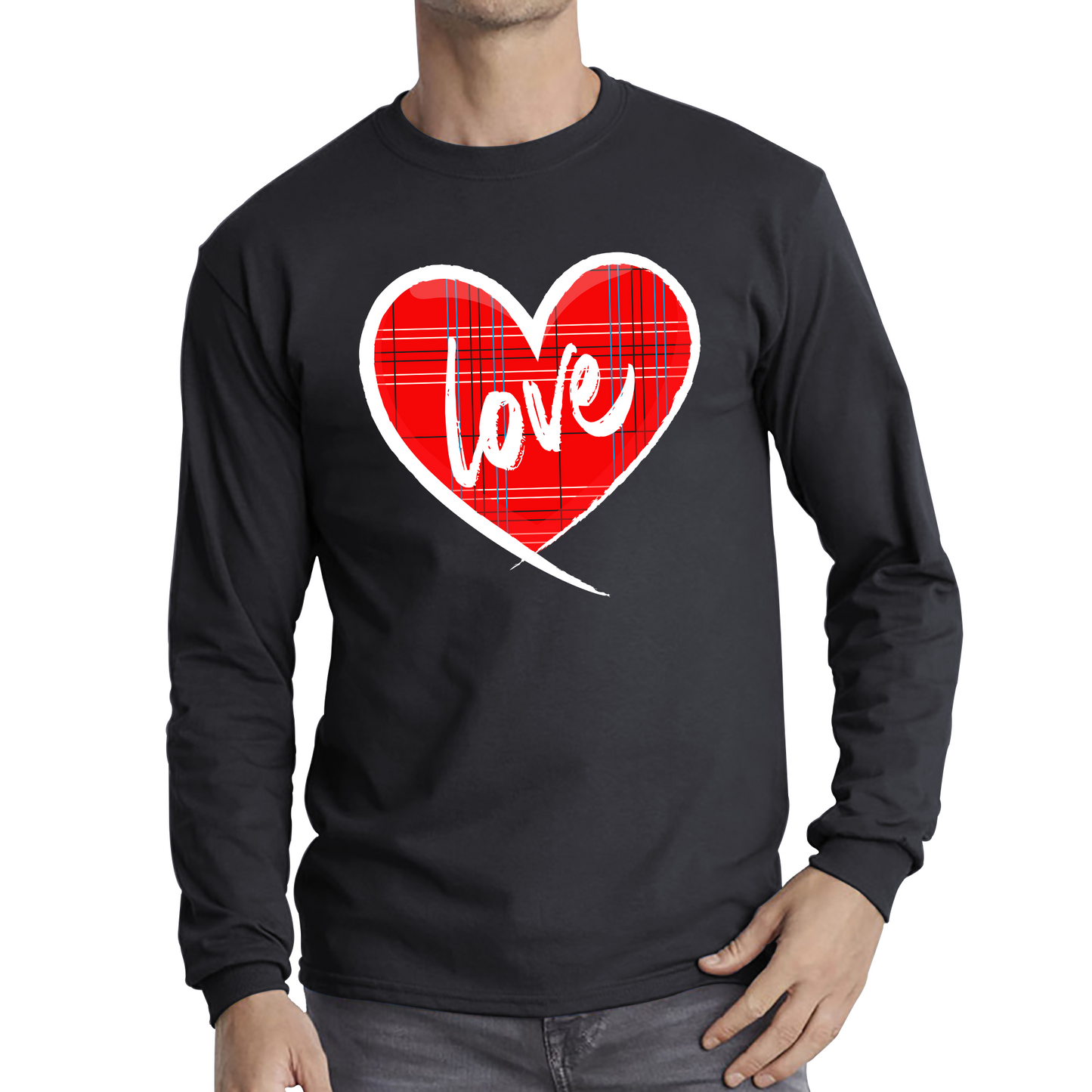 Hand Drawn Love Heart Happy Valentine's Day Lover Heart Long Sleeve T Shirt