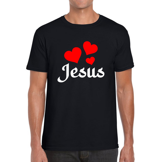 Love Jesus Hearts Jesus Christ Christians Religious Spirituality Believe Mens Tee Top
