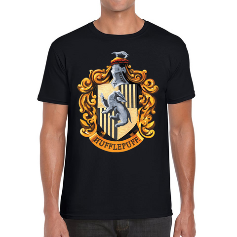 Harry Potter House Of Hufflepuff Hogwarts Crest Adult T Shirt