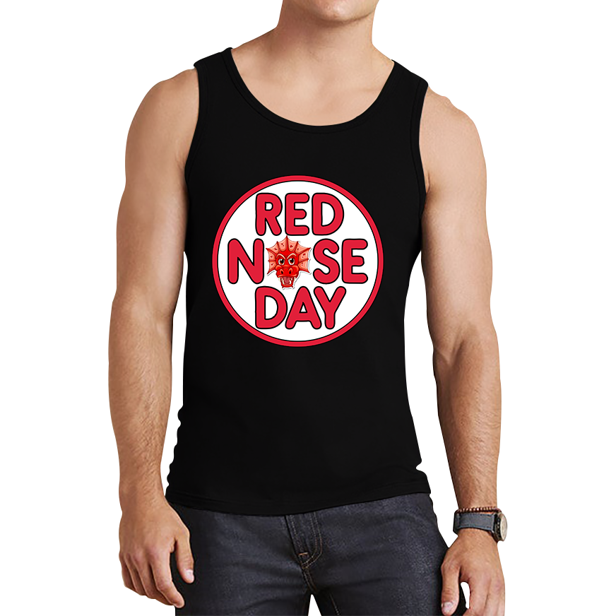 Dragon Face Red Nose Day Tank Top. 50% Goes To Charity