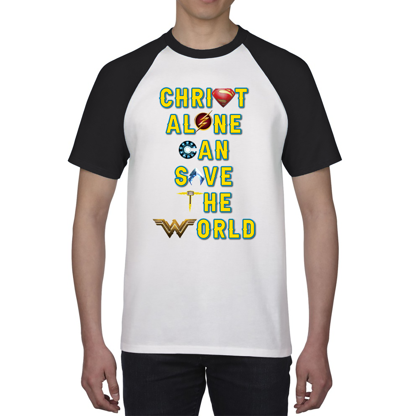 Christ Alone Can Save The World Shirt Avengers Superheroes Marvel Gift Baseball T Shirt