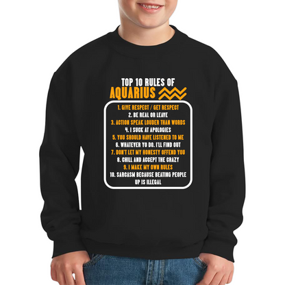 Top 10 Rules Of Aquarius Horoscope Zodiac Astrological Sign Facts Traits Give Respect Get Respect Birthday Present Kids Jumper
