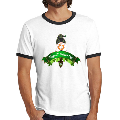 Happy St. Patrick's Day Leprechaun Gnome Irish Gnomes Lucky Gnomes Saint Patricks Day Ringer T Shirt