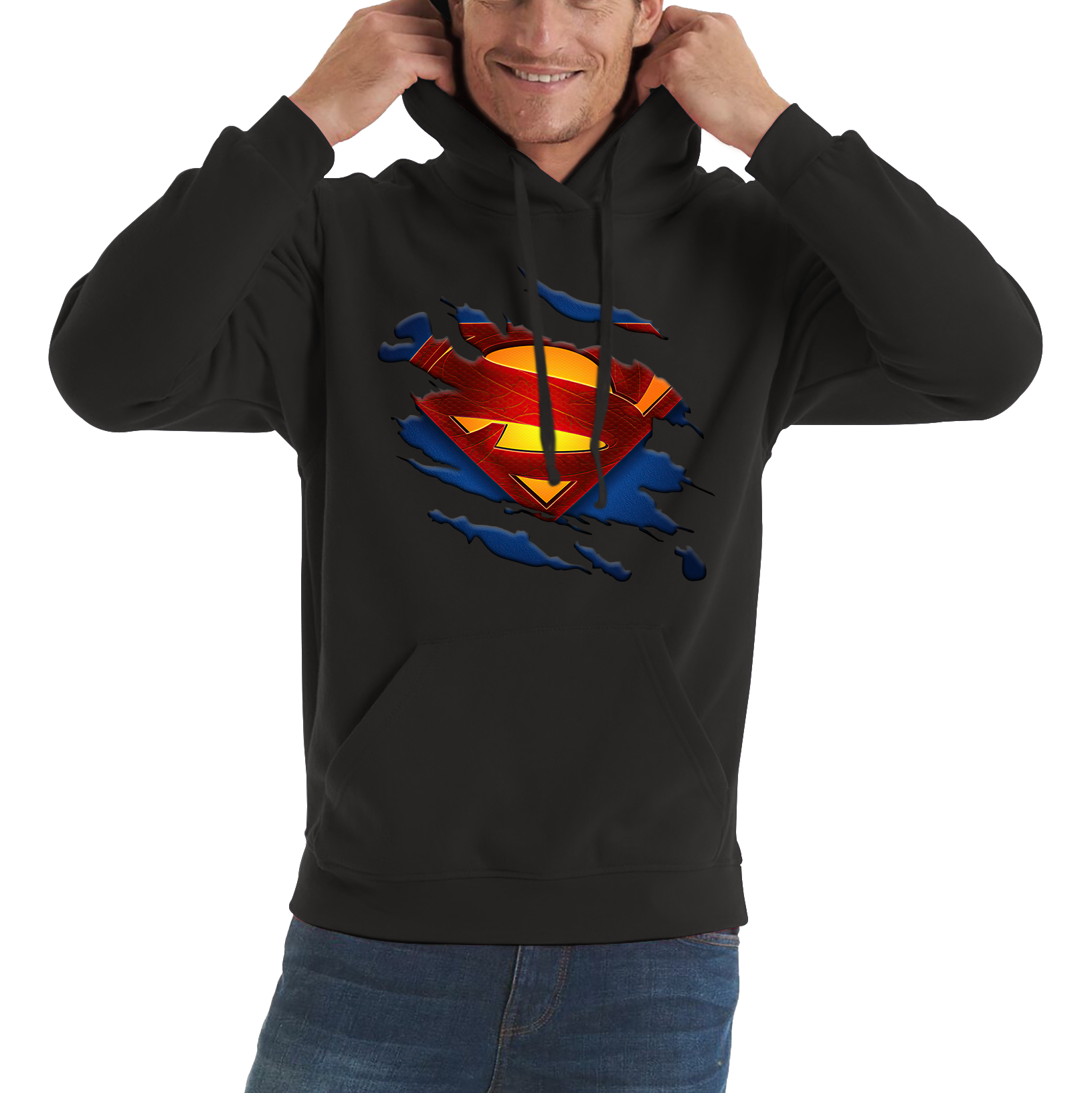Superman Hoodie with Torn Logo