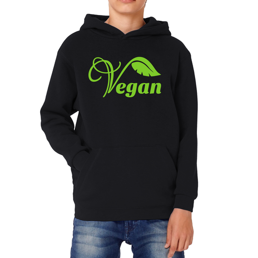 Vegan Logo Green V Leaf Hoodie