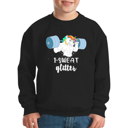 I Sweat Glitter Weightlifting Unicorn Gym Sweatshirt