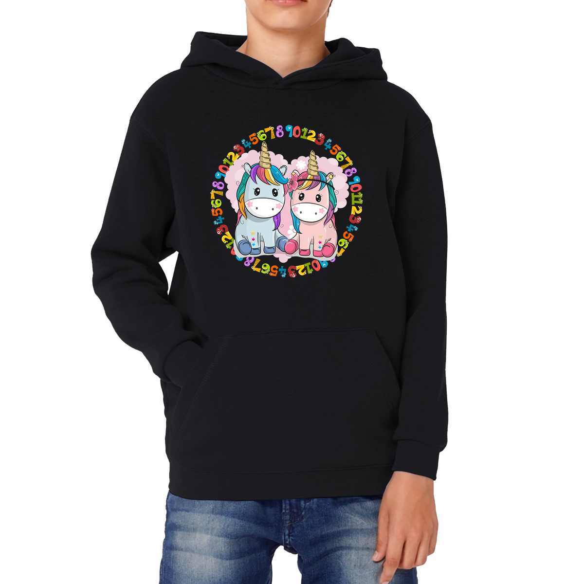 World Number Day Unicorn Cute Unicorn Couple Maths Day Numbers Day Counting Unicorn Lovers Kids Hoodie