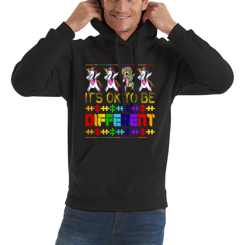 It's Ok To Be Different Autism Awareness Dabbing Unicorn Autism Adult Hoodie