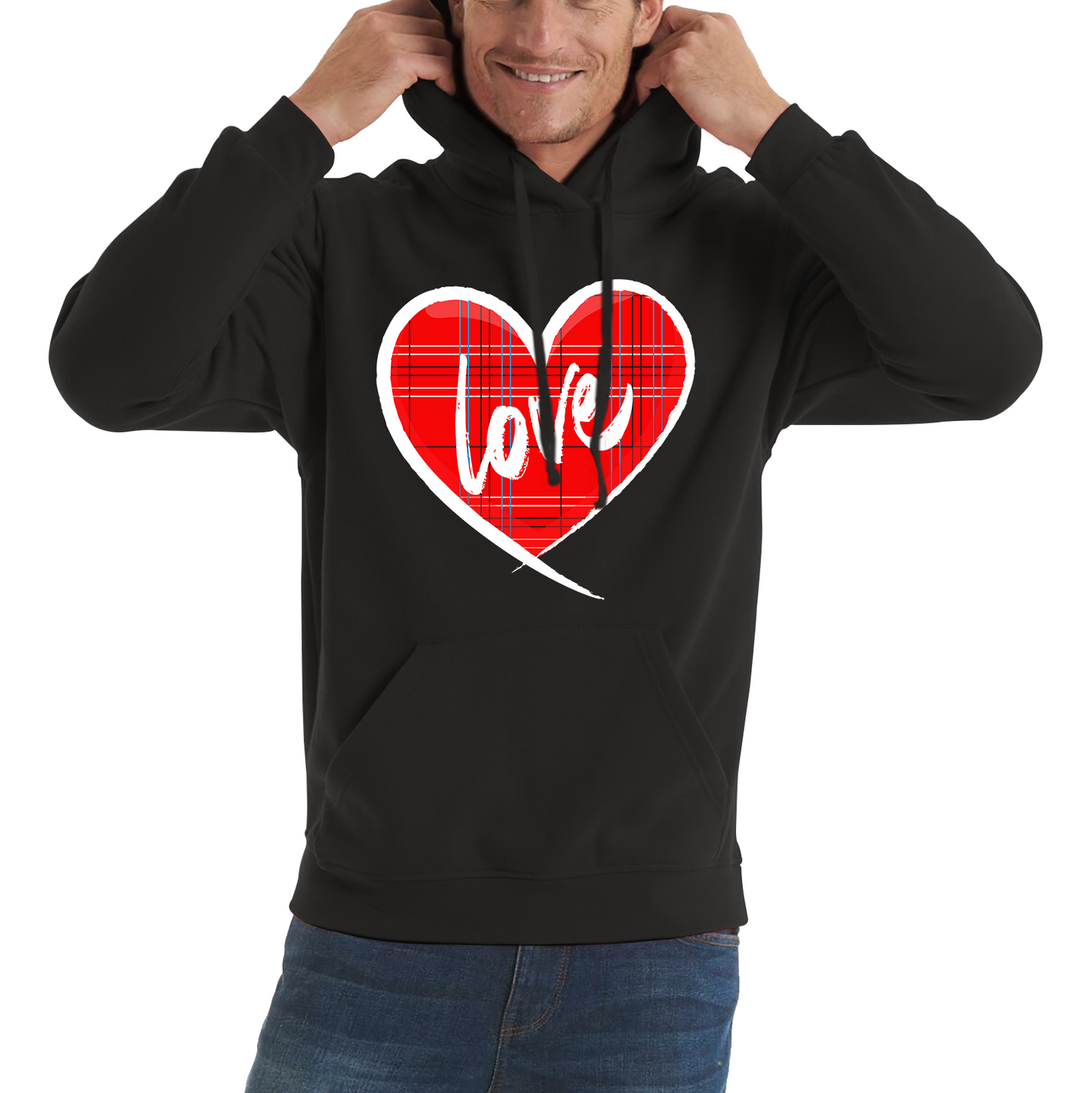 Hand Drawn Love Heart Happy Valentine's Day Lover Heart Unisex Hoodie