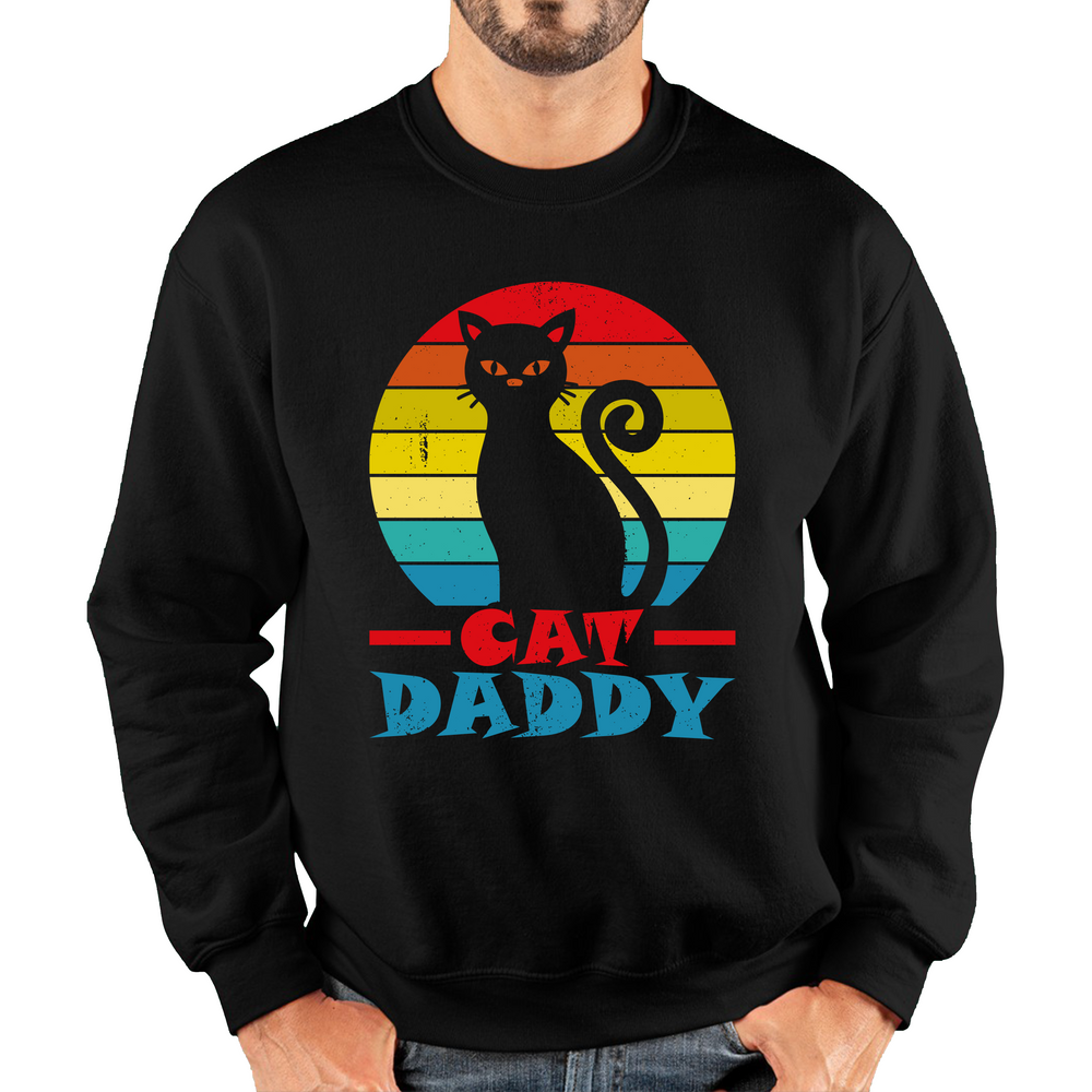 Cat Daddy Vintage Eighties Style Cat Retro Distressed Adult Sweatshirt