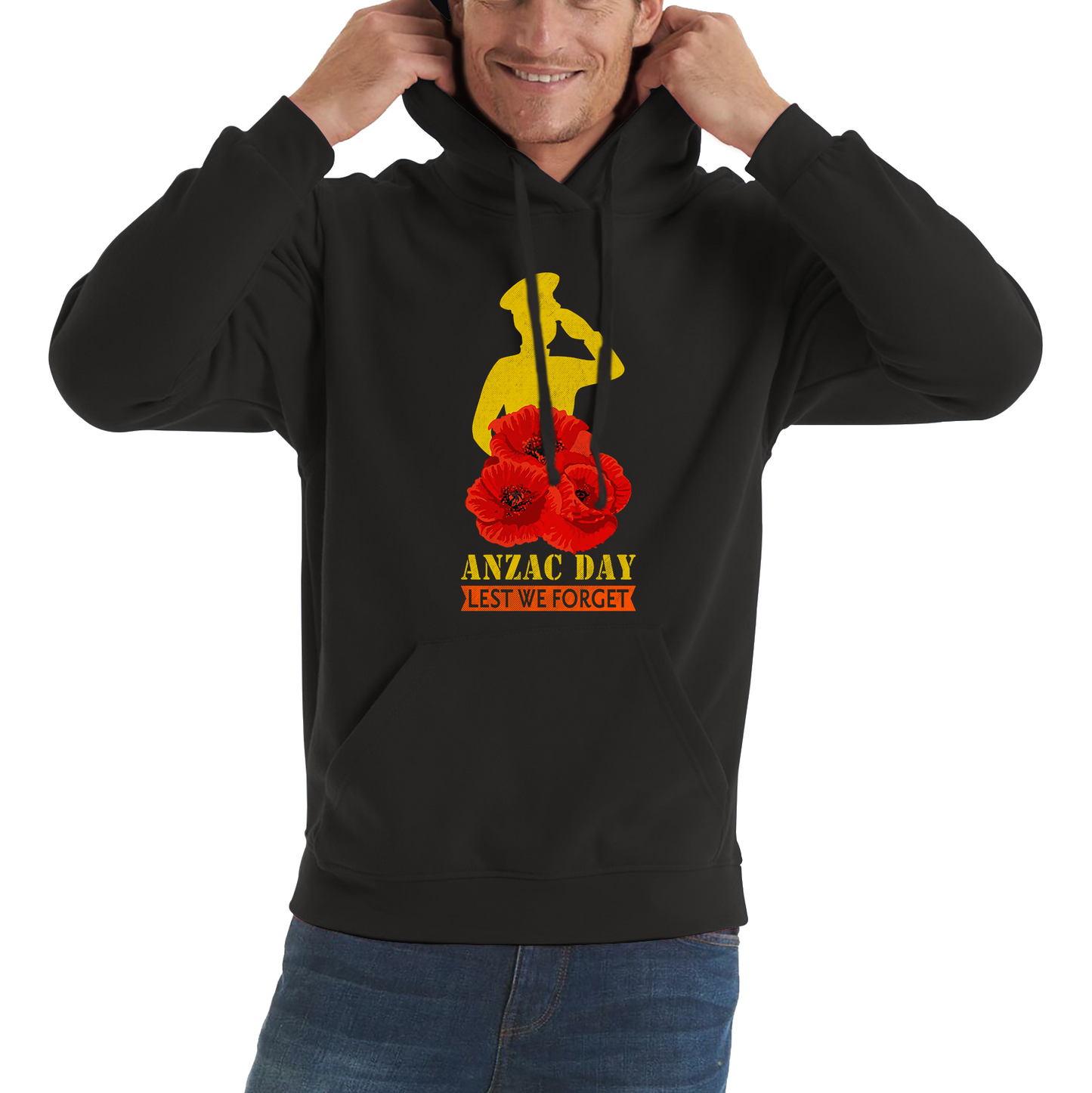 Anzac Day Lest We Forget Poppy Flowers British Veteran Hoodie