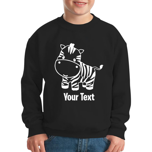 Personalised Cute Little Zebra Your Name Safari Animal Zoo Jungle Kids Jumper