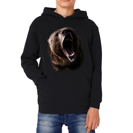 Grizzly Bear Roaring Face Hoodie