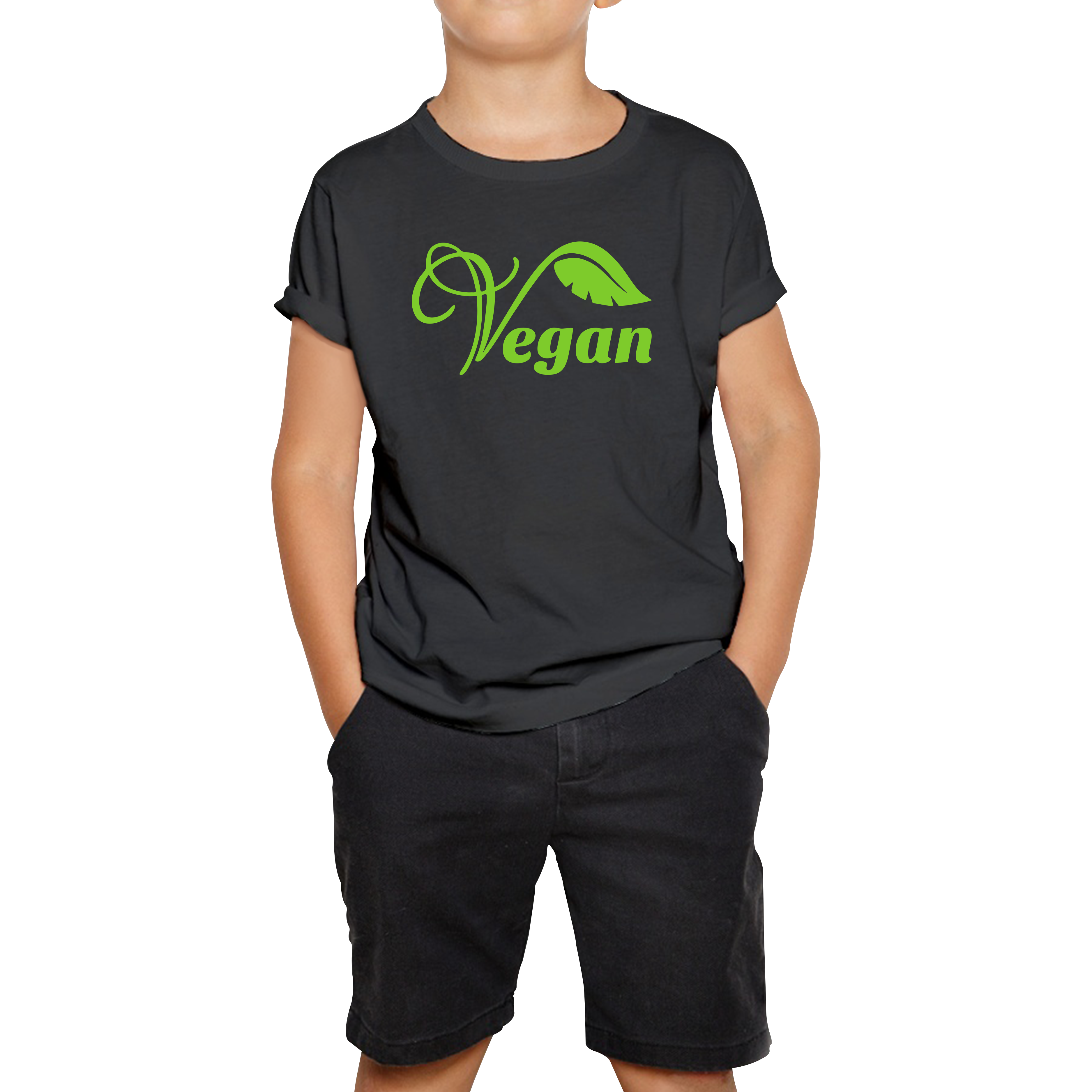 Vegan Logo Green V Leaf Vegetarian Foodie Peoples Vegan Symbol Kids T Shirt