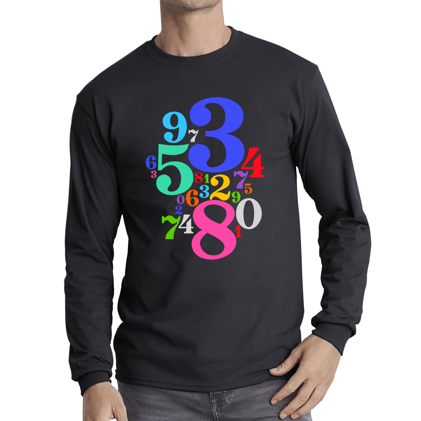 Numbers Day Maths Day Colourful Numbers Math Lovers Mathletics School Charity Day Long Sleeve T Shirt