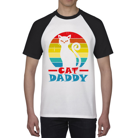 Cat Daddy Vintage Eighties Style Cat Retro Distressed Baseball T Shirt