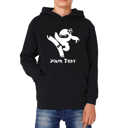 Personalised Ninja Girl Your Text Retro Ninja Warrior Martial Arts Judo Karate MMA Kids Hoodie