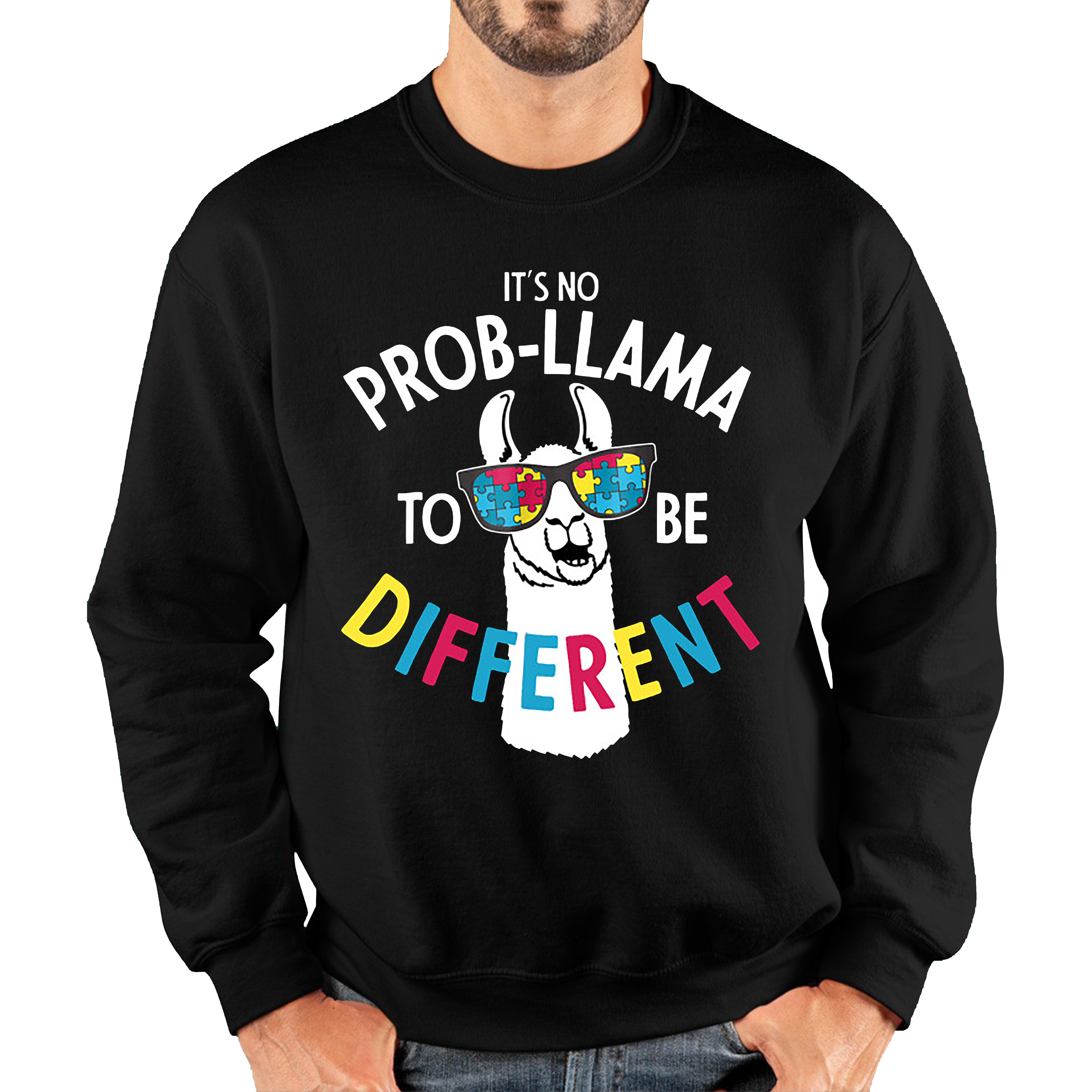 It's No Prob-llama To Be Different Autism Awareness Adult Sweatshirt