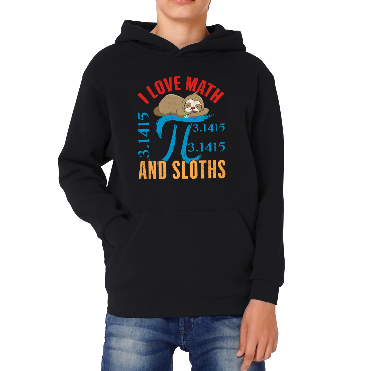 I Love Math And Sloths Pi Symbol Maths Day World Book Day Sloth Mathematics Kids Hoodie