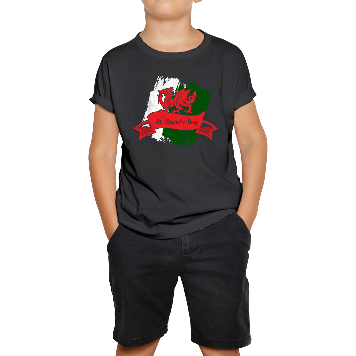 St. David's Day Dragon Flag Welsh Dragon Flag Of Wales Sant Dewi Saint Welsh Kids Tee