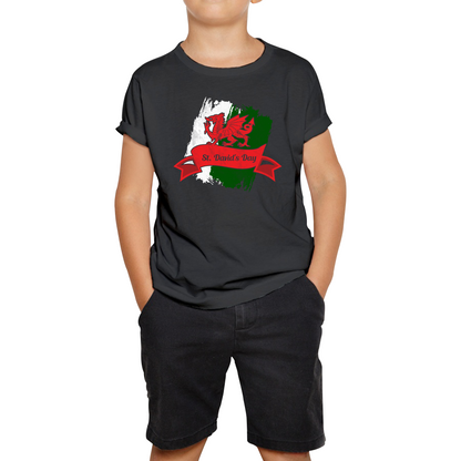 St. David's Day Dragon Flag Welsh Dragon Flag Of Wales Sant Dewi Saint Welsh Kids Tee