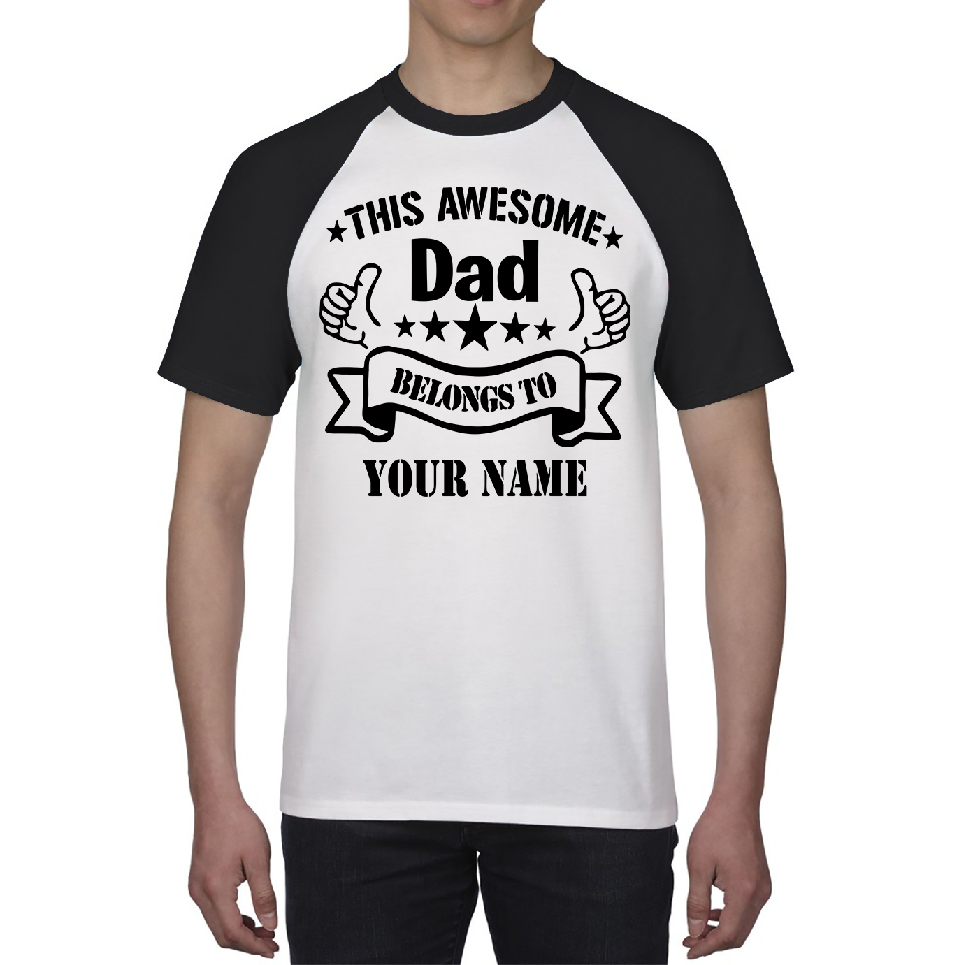 Personalised This Awesome Dad Belongs To Your Name Shirt Father's Day Gift For Dad Baseball T Shirt